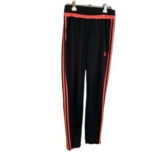 Adidas Women’s Climacool Size M Athletic Pants Black Orange Stripe Zipper legs